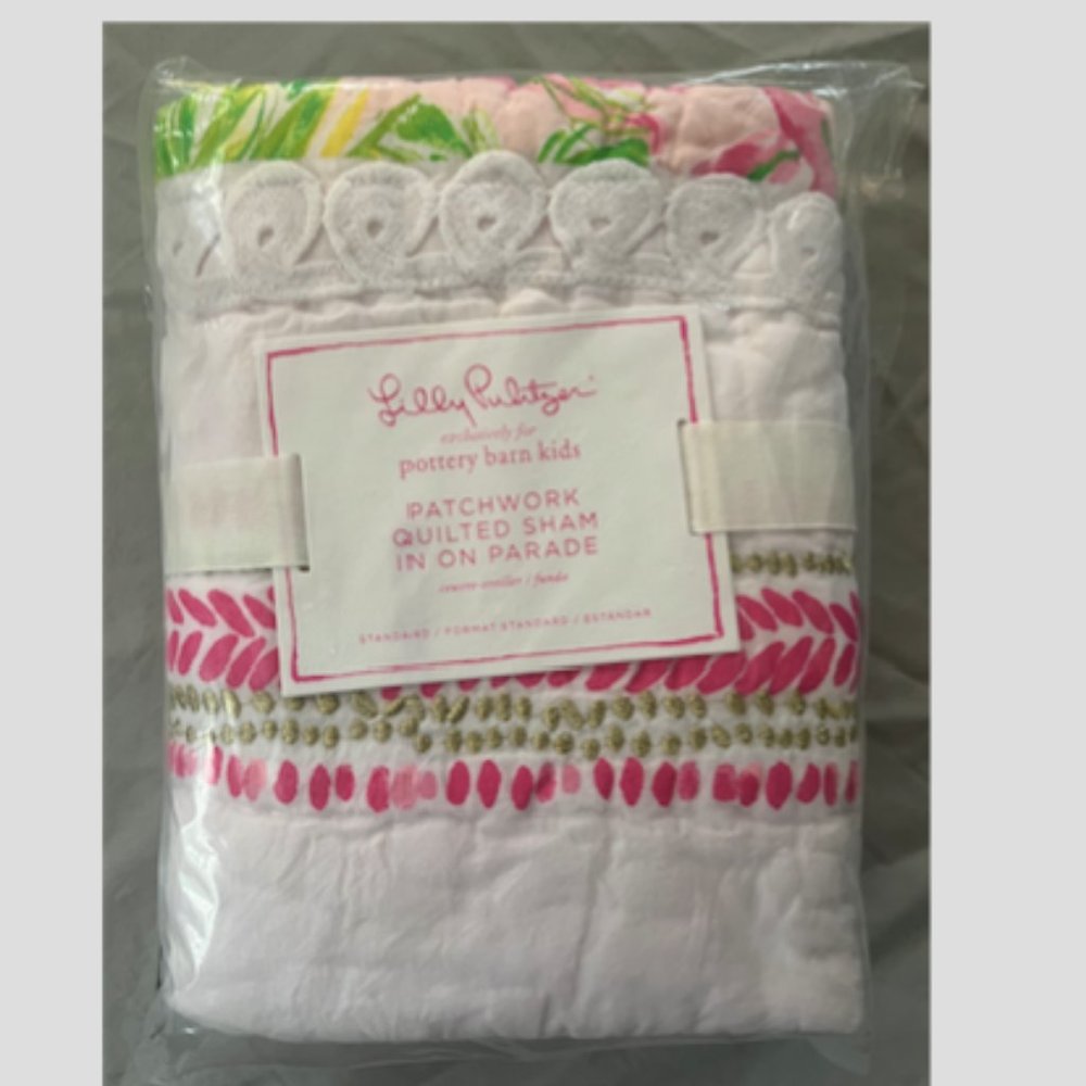 Pottery Barn Kids Lilly Pulitzer On Parade Patchwork Quilted Standard Sham NWT